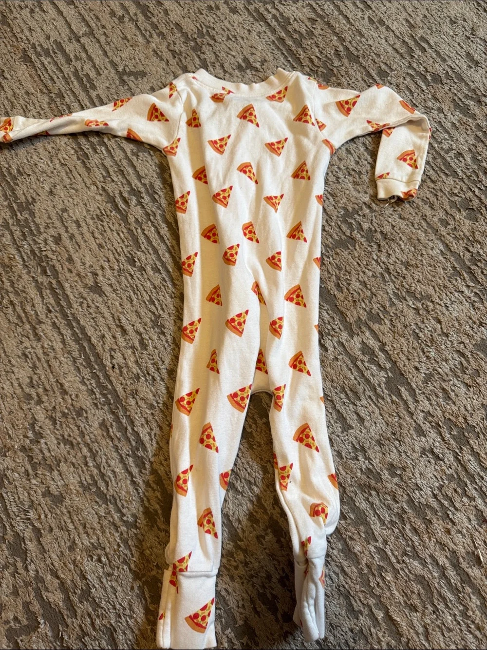 Kids Pizza Print One-Piece Pajamas - White & Red 9-12 month